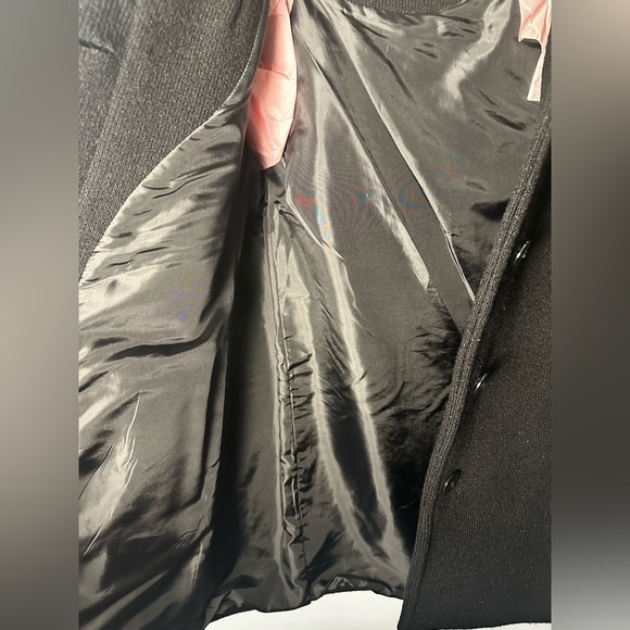 SOÏA & KYO Women’s Size Medium Black Wool Hooded Coat with Lamb Leather Sleeves - Picture 8 of 14